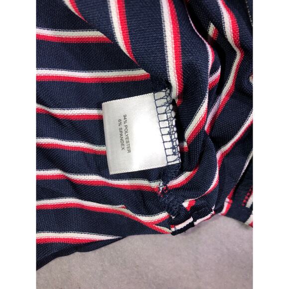 Peter Millar Summer Comfort Golf Polo Shirt Mens L Navy Red Stripe Performance - Picture 6 of 7